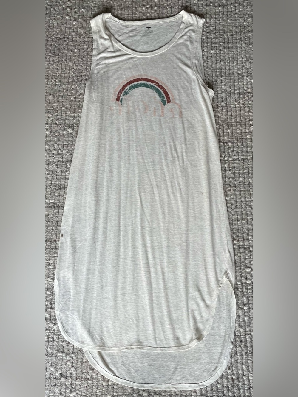Women’s Cream Sleeveless Rainbow Tank Maxi Dress